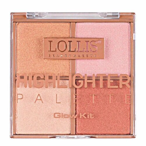 LOLLIS Хайлайтер для лица 4 Colors Highlighter Glow Kit 04 28г хайлайтер для лица lollis хайлайтер для лица highlighter palette glow kit