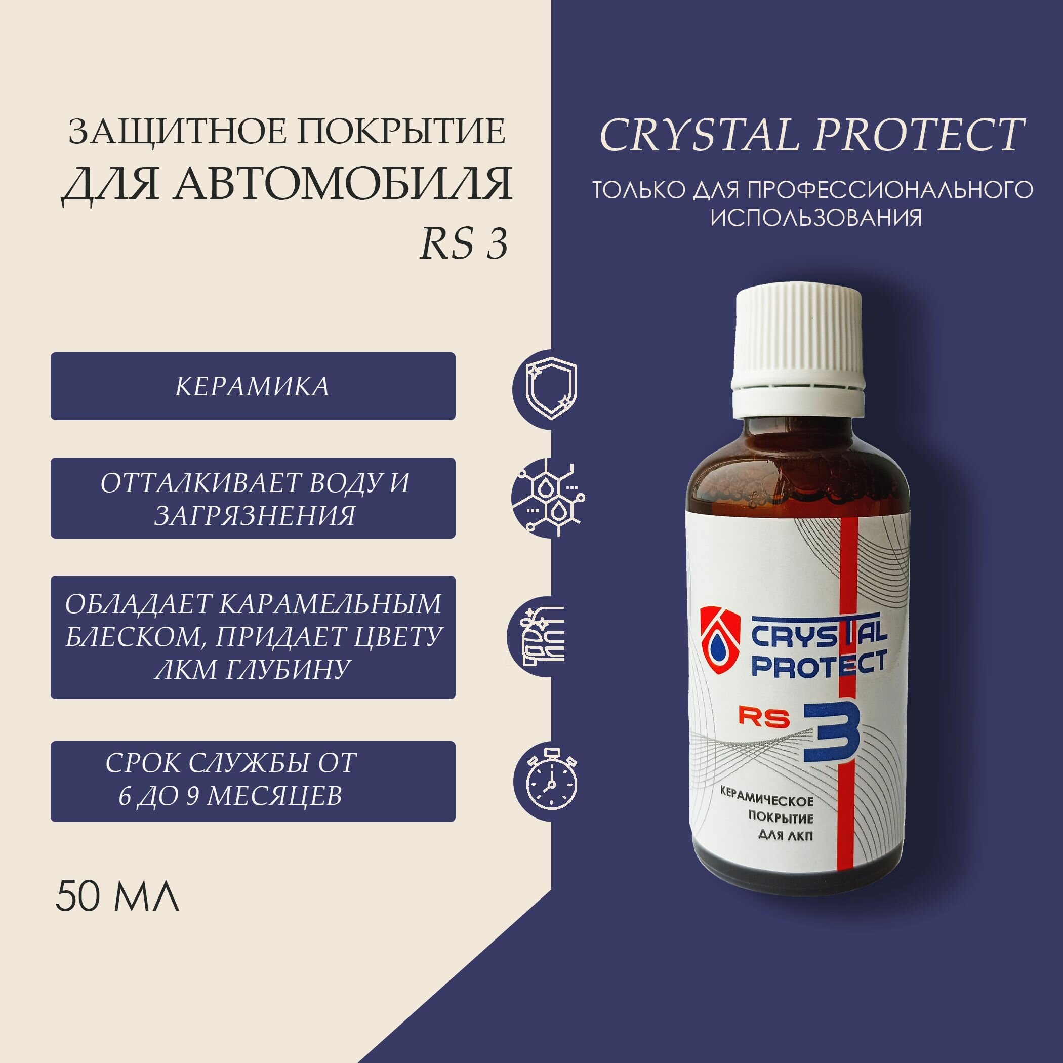 Защитное покрытие для автомобиля Crystal Protect Glass RS 3 50 мл