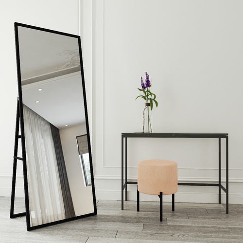 Зеркало напольное 160х60 интерьерное в черной металлической раме квадра 8490₽