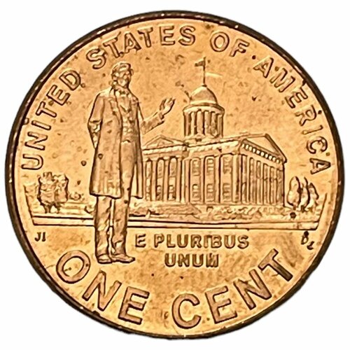 США 1 цент 2009 г. (200 лет со дня рождения А. Линкольна - Карьера в Иллинойсе) (Cu/Zn) (Лот №2)