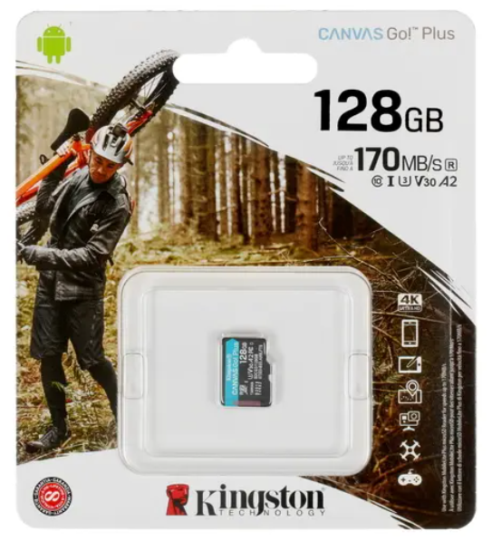 Карта памяти microSDXC UHS-I U3 KINGSTON Canvas Go! Plus 128 ГБ, 170 МБ/с, Class 10, , 1 шт. - фото №14