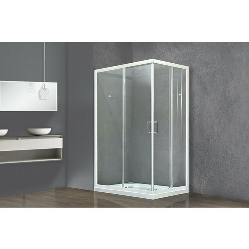 Душевой уголок 95х80х185 Royal Bath стекло прозрачное прямоугольник 6 мм профиль белый
