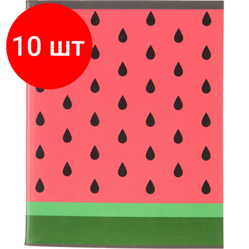 Комплект 10 штук, Тетрадь общая А5 96л №1School Арбуз, клет, скреп, ВД-лак комплект 10 штук тетрадь общая а5 96л 1school motocross черн крас клет скреп вд лак