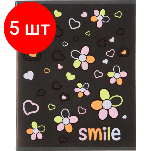 Комплект 5 штук, Тетрадь общая А5 96л №1School Smile, клет, скреп, ВД-лак комплект 5 штук тетрадь общая а5 96л 1school nft котики гол клет скреп вд лак