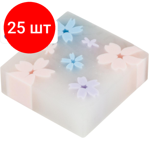 Комплект 25 штук, Ластик Deli Sakura, ПВХ, 35x35x11 мм, цвет в ассортименте ластик deli eh03110