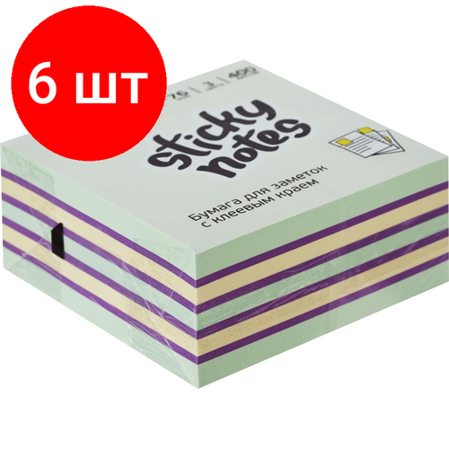 Комплект 6 штук, Стикеры Attache Selection куб 76х76, зеленый 400 л