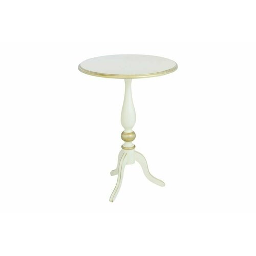 Столик кофейный круглый Гала 600x600 деревянный нераздвижной журнальный придиванный в гостиную на кухню для дома дачи белый с патиной золото 18450₽