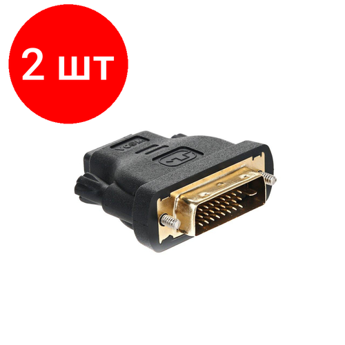 Комплект 2 штук, Переходник HDMI - DVI-D, F/M, 25 м, VCOM, VAD7818 переходник адаптер vcom dvi vga cg491 0 15 м 1 шт черный