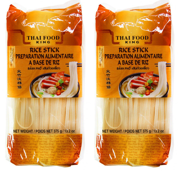 Thai Food King Лапша рисовая 3 мм, 375 г, 2 уп - фотография № 3