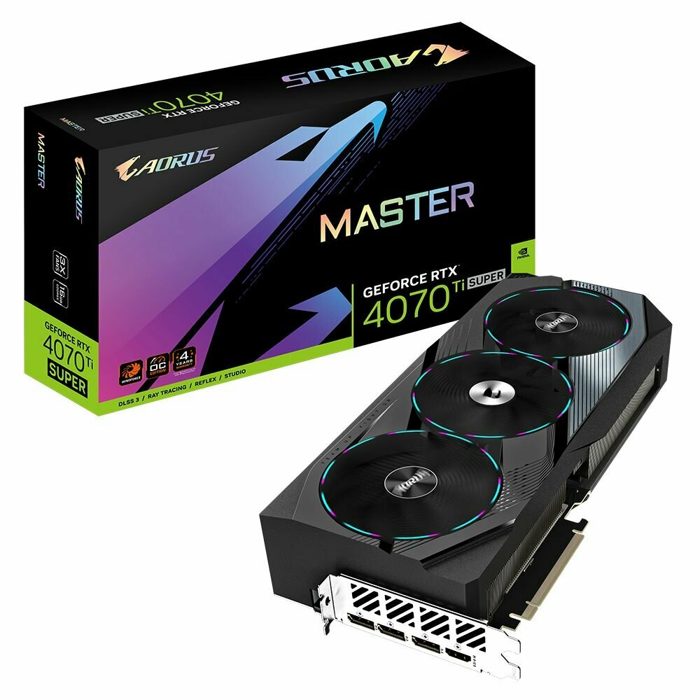 Видеокарта GIGABYTE AORUS GeForce RTX 4070 Ti Super Master 16Gb (GV-N407TSAORUS M-16GD)