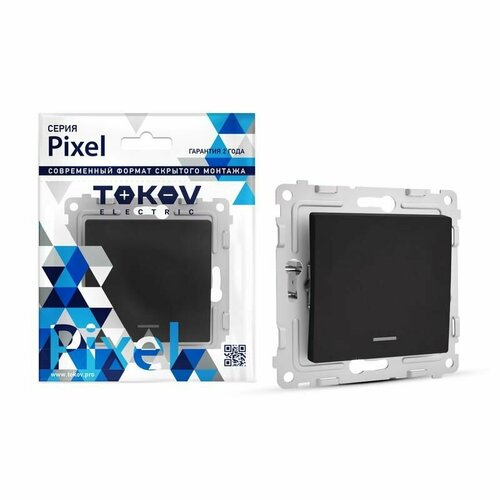 Выключатель 1-кл. СП Pixel 10А IP20 с индикатором механизм карбон TOKOV ELECTRIC TKE-PX-V1I-C14 минск выключатель 1 кл сп с индикатором 10а белый ekf