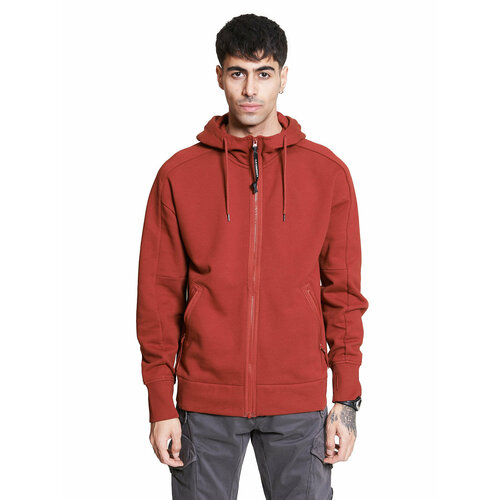 фото Толстовка c.p. company diagonal raised fleece zipped goggle hoodie, размер m, красный
