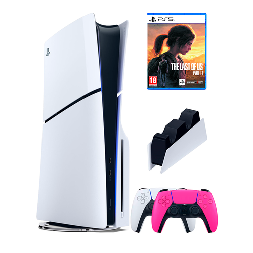 PS5 (ПС5) Игровая приставка Sony PlayStation 5 Slim disc + 2-й геймпад(розовый) + зарядное+ игра The Last Of Us Part 1