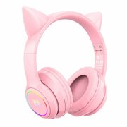 Игровые наушники Onikuma B90 Taffy Cat розовые с кошачьими ушками и подсветкой