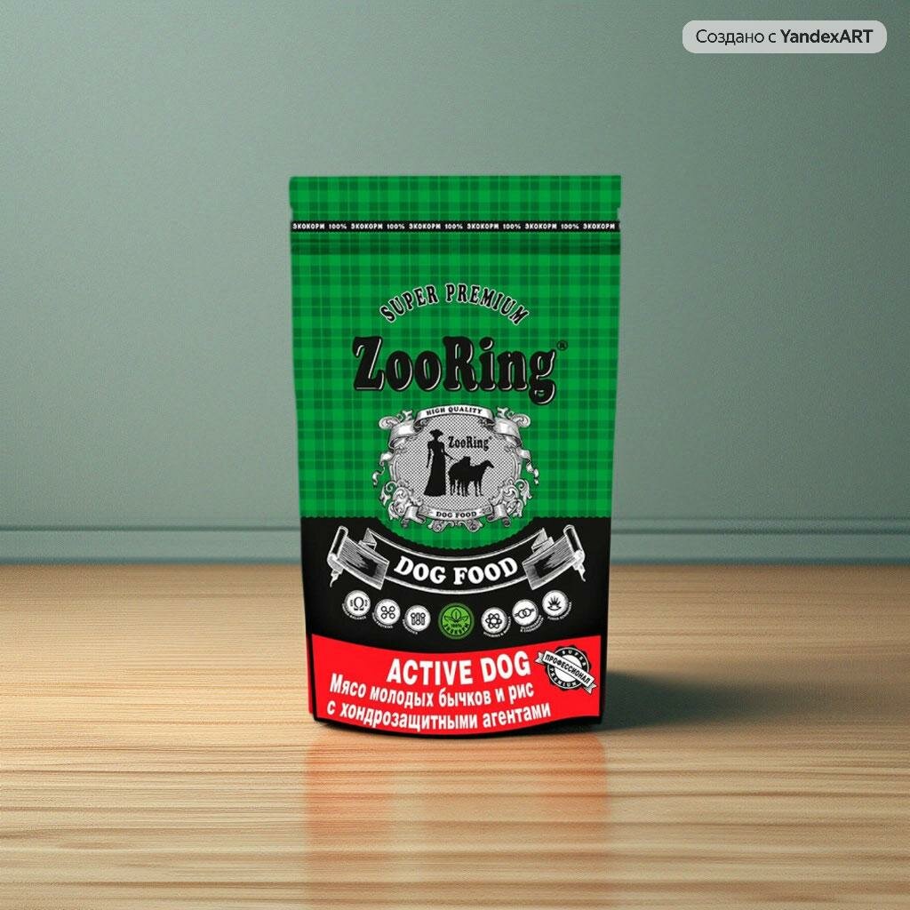 ZooRing Active Dog (Актив Дог) мясо молодых бычков и рис, 2 кг.