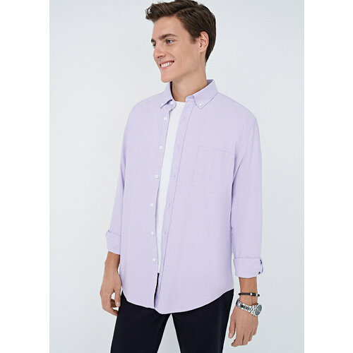 Рубашка O'STIN, размер 48, фиолетовый водолазка button blue длинный рукав трикотажная размер 98 зеленый