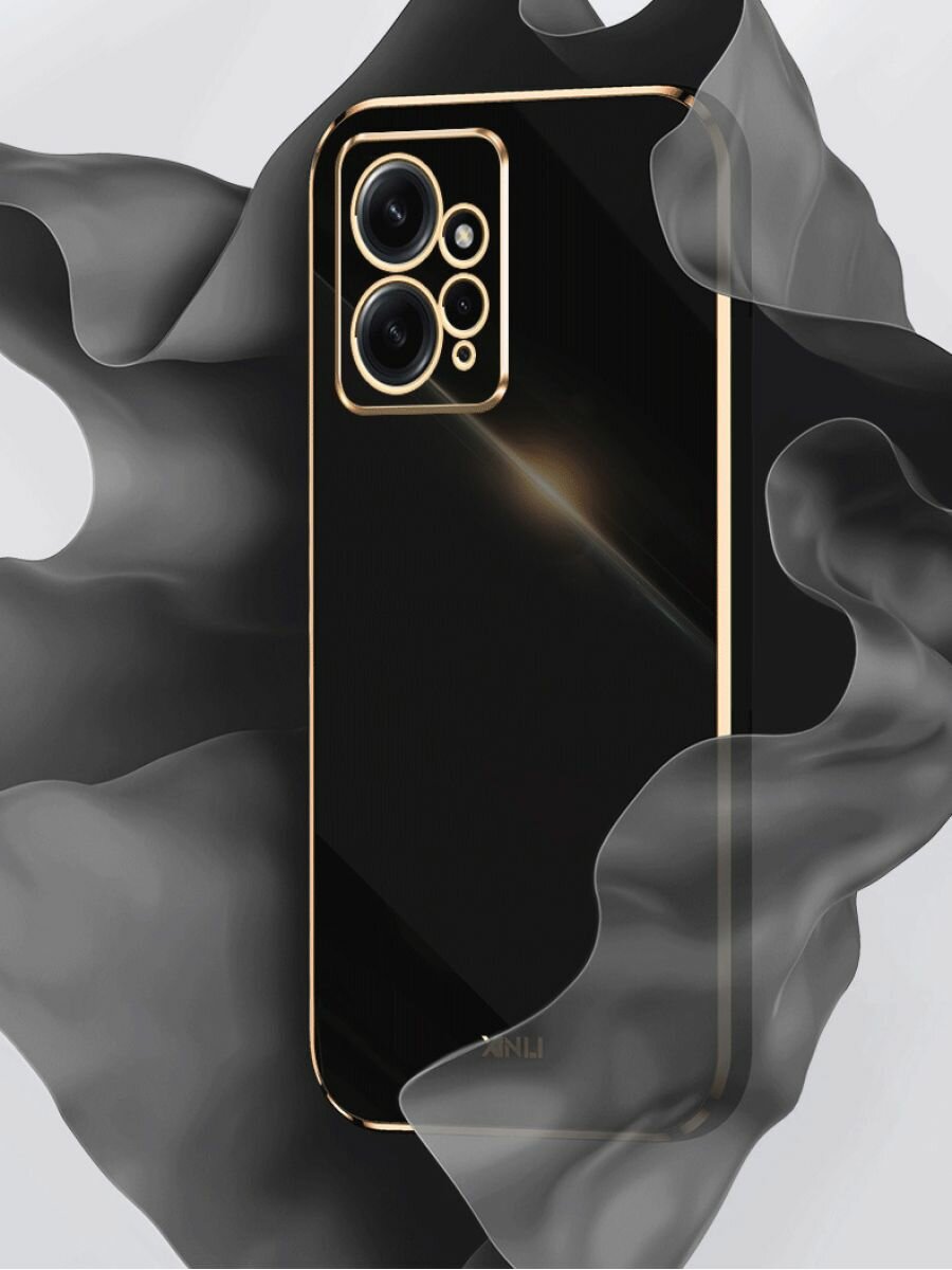 6D Силиконовый чехол бампер с защитой камеры на Xiaomi Redmi Note 12 Черный — фото 1