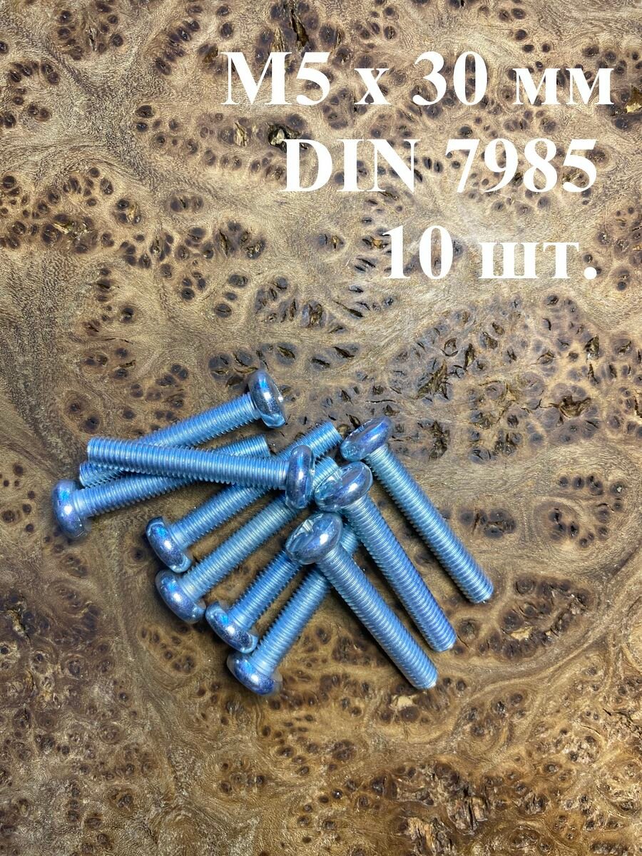 Винт полная резьба полукруглая головка М5х16 оцинкованный DIN7985 РечМЗ 10шт