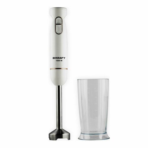 Блендер погружной Kraft KF-HB1521WGLR 1500 Вт 2 скорости режим Турбо мерный стакан в комплекте молочныйрозовое золото 195800₽
