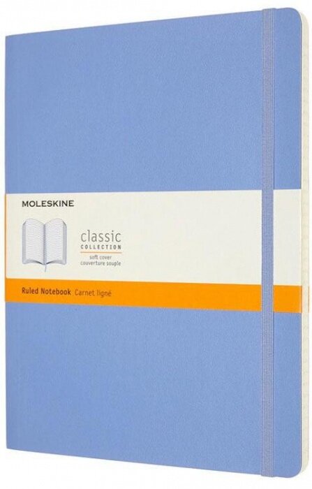 Moleskine QP621B42 Блокнот moleskine classic soft, xlarge 190х250 мм, 192 стр, линейка, мягкая обложка, голубая гортензия