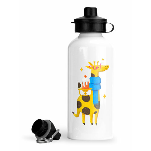 фото Спортивная бутылка жираф в синем шарфике luzimuzi