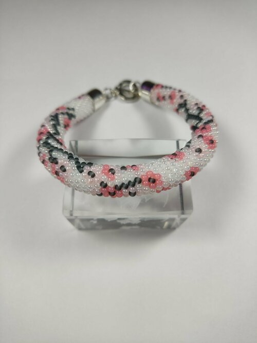 Плетеный браслет, 1 шт., размер 19 см, белый, розовый
