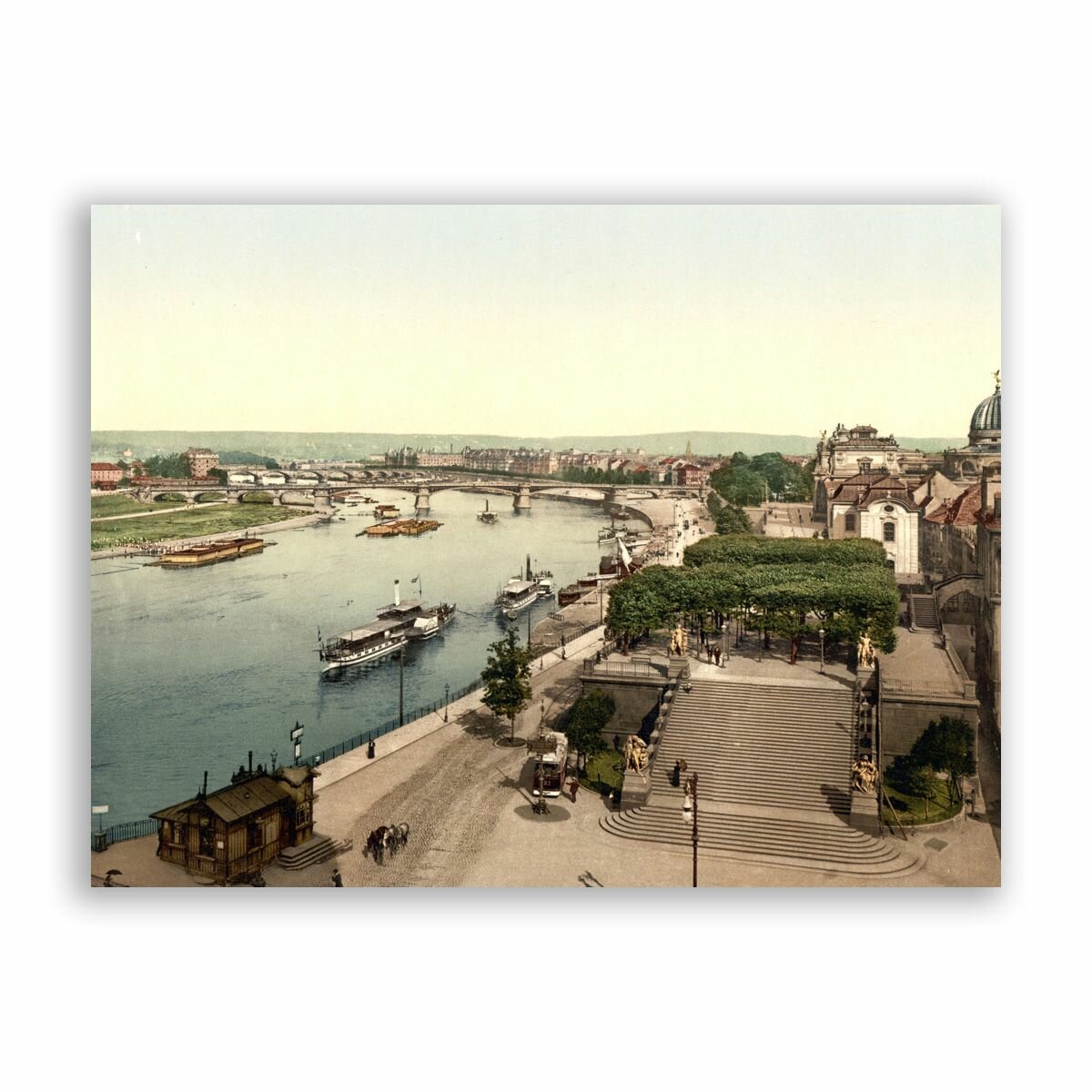 Постер, плакат на бумаге / View of the Elbe, Dresden, Saxony, Germany / Размер 60 x 80 см