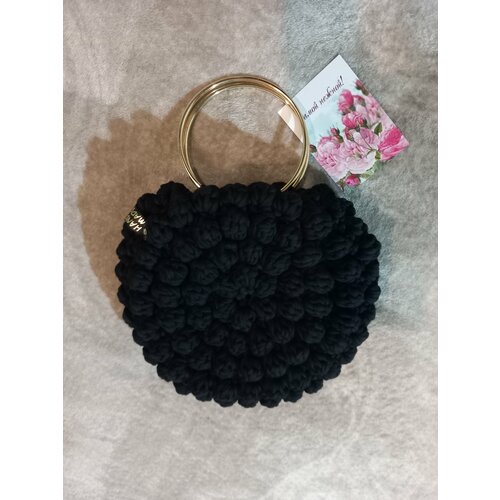 фото Сумка vov, фактура вязаная, черный