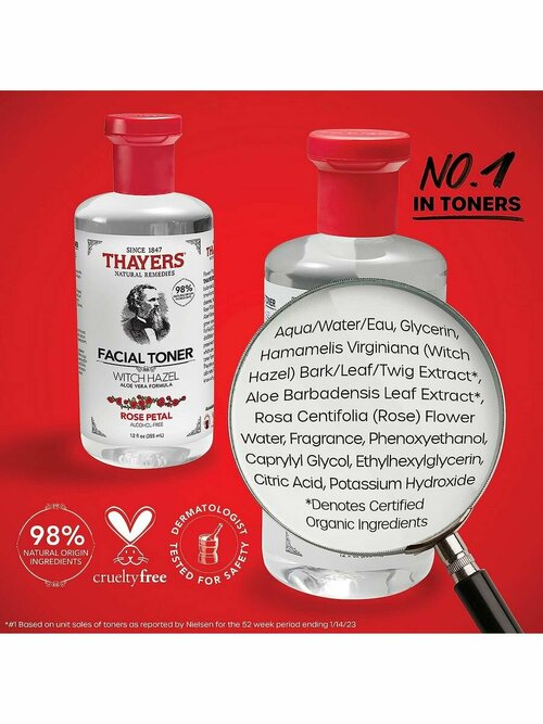 Тоники Thayers, Тонер для лица - гамамелис, алоэ вера - 355 мл