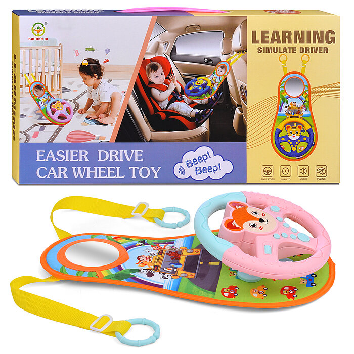 фото Развивающий коврик 2192E-17 "Лисенок" с рулем, на батарейках, в коробке