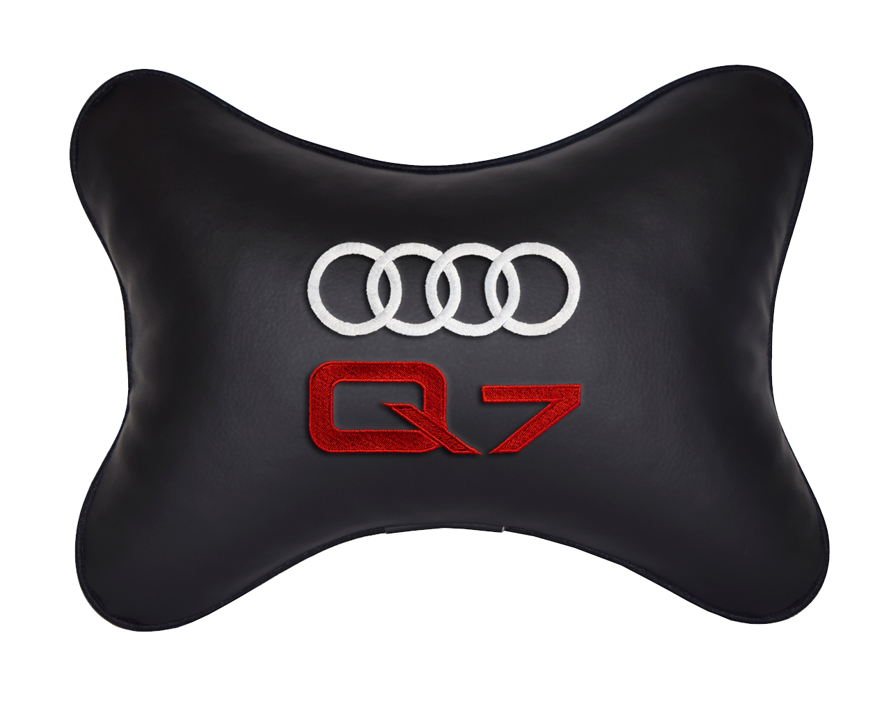 Подушка на подголовник экокожа Black с логотипом автомобиля AUDI Q7