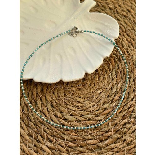 Чокер SOROKA, бисер, длина 38 см, бирюзовый, бежевый