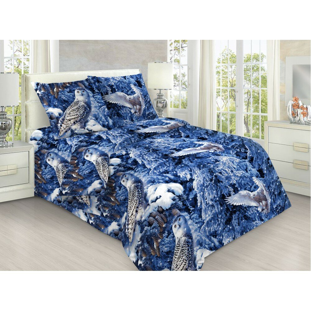 фото Комплект постельного белья, Совы, 1,5-спальный, бязь, наволочки 70х70-2шт