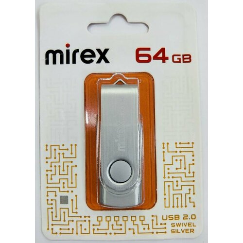 USB 64GB Mirex Swivel, USB 2.0, Серебристый