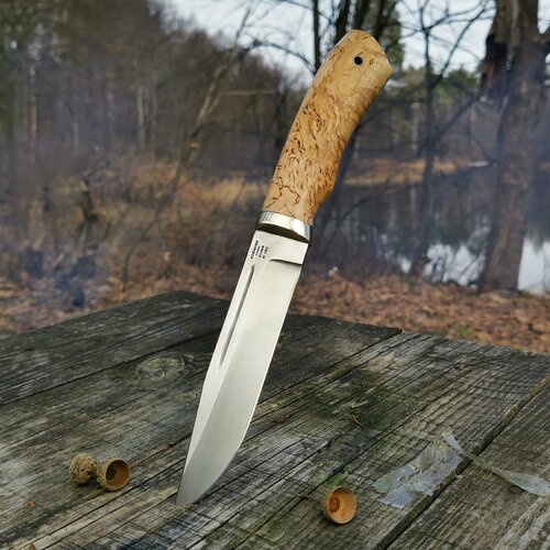 фото Нож "луч" из кованой стали х12мф с долами на клинке, рукоять карельская берёза фирма "атака"
