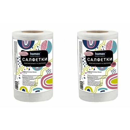 Homex Салфетки для уборки, Очень Заботливые, вискоза, спанлейс, 100 шт, 2 уп.