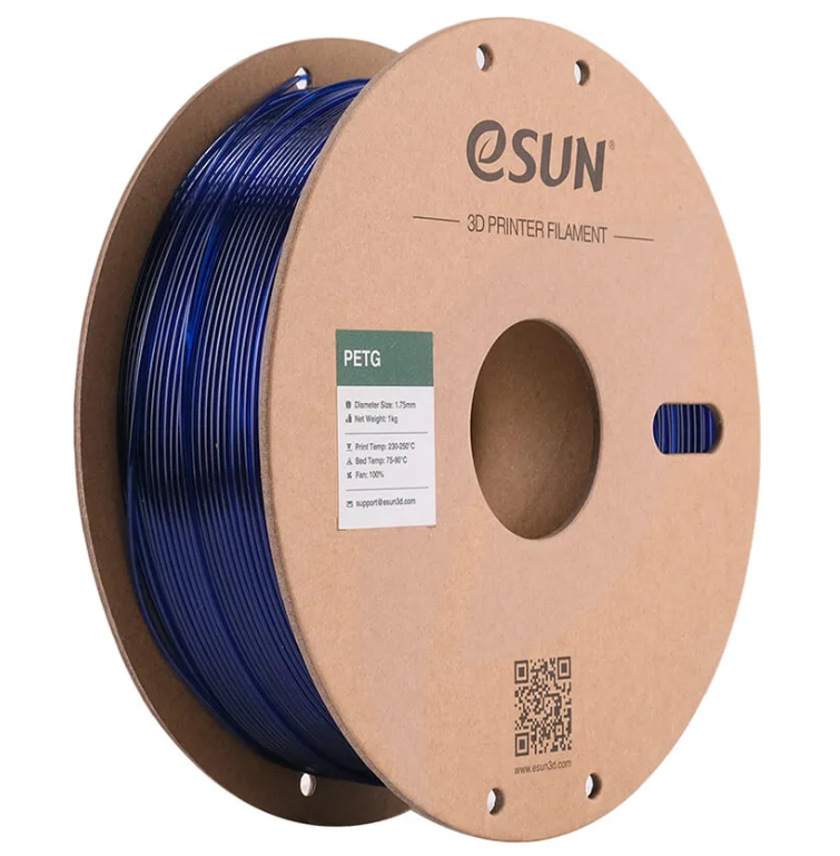 Катушка PETG-пластика ESUN 1.75 мм 1кг полупрозрачная синяя (PETG175T-U1P1)
