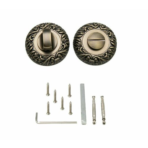 Завертка дверная на круглом основании Vilardi MAB Античная матовая бронза с узором 380₽