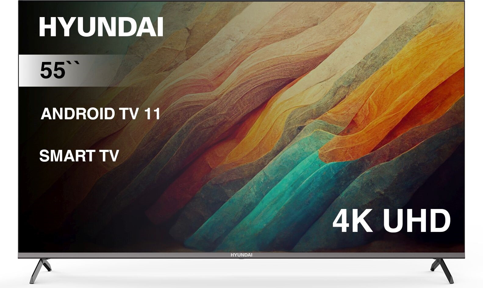 Телевизор LED Hyundai 55" H-LED55BU7006 Android TV Frameless Metal черный 4K Ultra HD 60Hz DVB-T DVB-T2 DVB-C DVB-S DVB