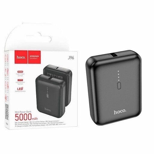 Внешний аккумулятор Power bank Hoco J96 MINI, 5000mAh / мобильный блок питания Type-C 5 В / 2 А, выход USB 5 В/ 2 А, с LED индикатором/ Повер Банк