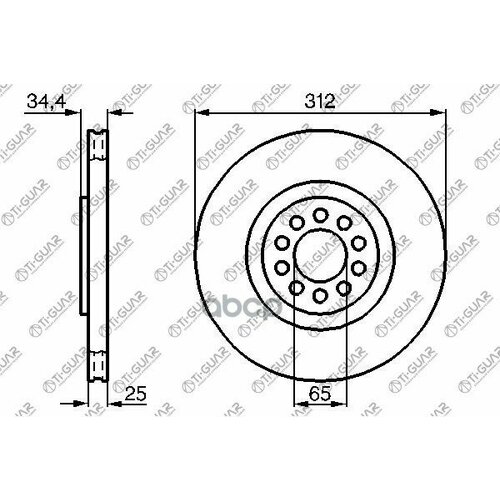 Диск Тормозной Tg-8N0615301aRn1116vTi-Guar Перед Audi Tt 98-06 Skoda Octavia Rs 01-06 Ti-Guar арт TG8N0615301A 4970₽