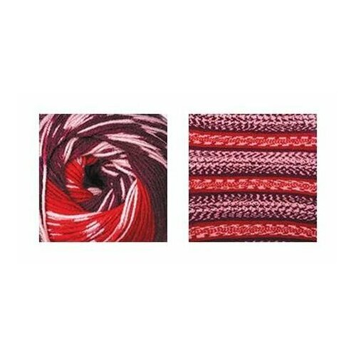 Пряжа Nordic YarnArt, красн/вишня/бел - 664, 20% шерсть, 80% акрил, 3 мотка, 150 г, 510 м.