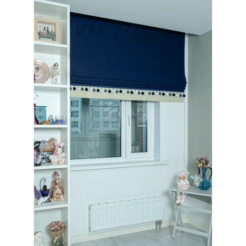 Римские шторы блэкаут на окна для комнаты Моя Штора ширина 140 см х высота 140 см ИндигоШампань 13500₽