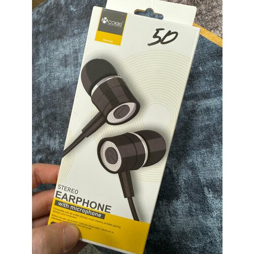 Проводные наушники капельки с микрофоном Cokike C13 116 Дцб 130см 32 Ом разъем 35мм для старых телефонов магнитолы радио MP3-плеера VR-о 588₽