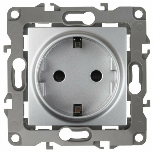 ЭРА 12-2101-03 розетка 2P+E Schuko, 16A-250В, IP20, 12, Алюминий Б0014677 (100 шт.)