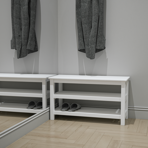 Обувница из натуральной березы Siberian Birch Бенет, размер 81x33x45,5 см, цвет белый