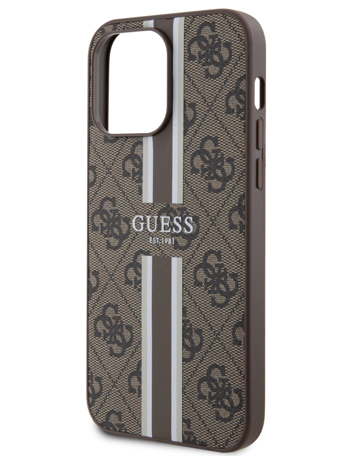 Guess для iPhone 14 Pro Max чехол PU 4G Stripes Hard Brown