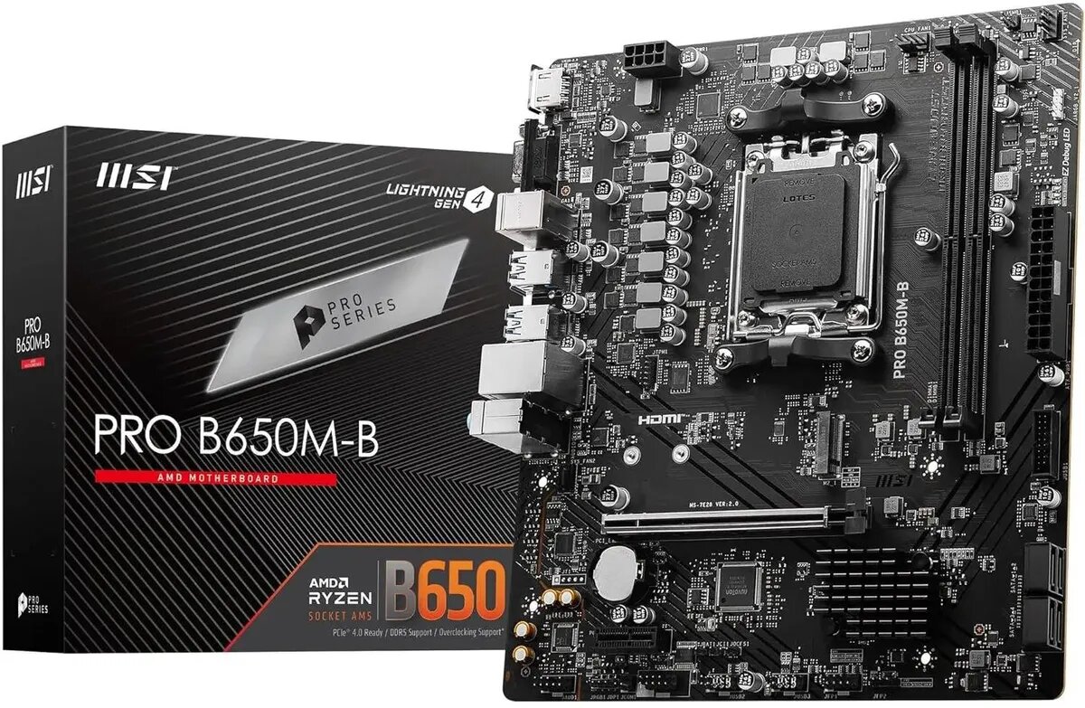 Материнская плата MSI PRO B650M-B, AM5, 2хDDR5, 1хM.2, 4хSATA 3