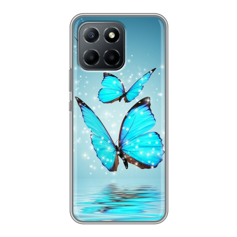 Дизайнерский силиконовый чехол для Хуавей Хонор 70 Лайт 5Ж / Huawei Honor 70 Lite 5G Бабочки голубые