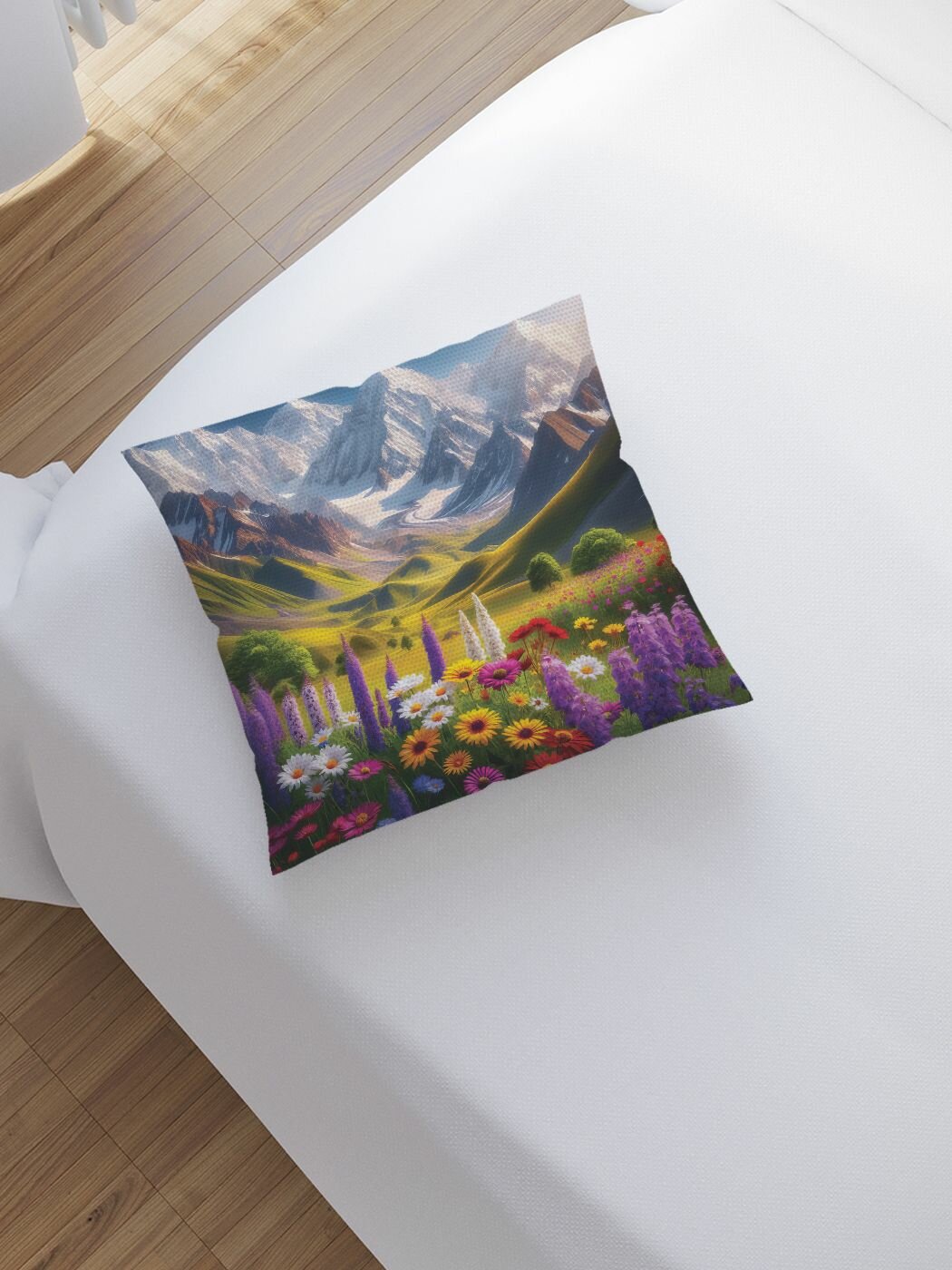 Наволочка декоративная на молнии, чехол на подушку "Горная поляна" 45х45 см